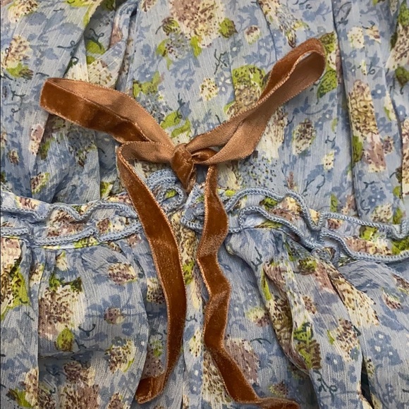 Blue Floral Cold Shoulder Bohemian Mini Dress - Picture 3 of 14